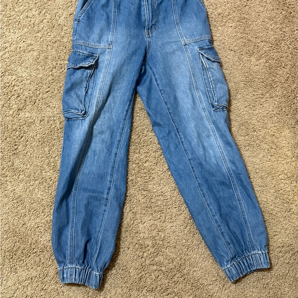 Blue Denim Cargo Joggers
